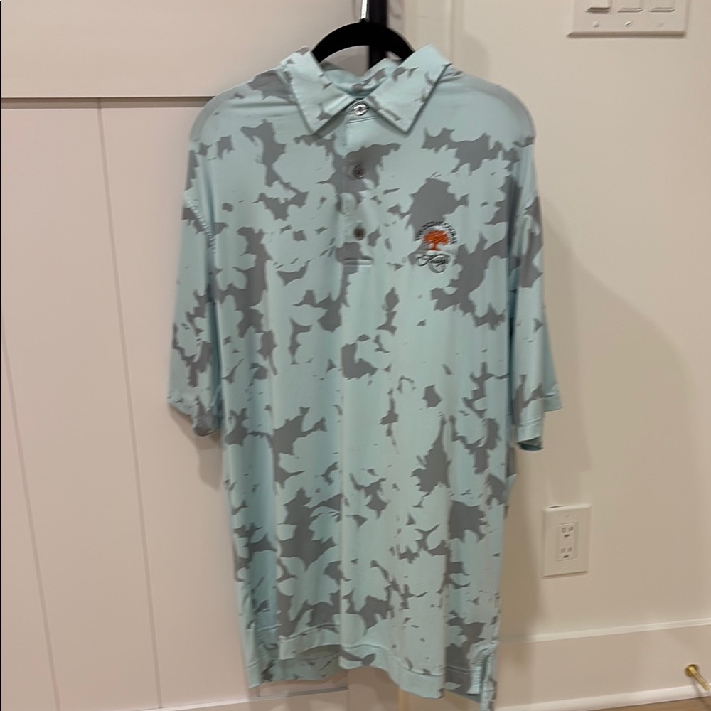 The Ocean Course Kiawah FootJoy Light Blue and Gray Polo Shirt